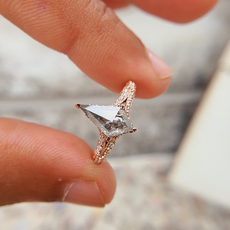 Grey Moissanite Salt and Pepper Diamond Ring Kite Engagement Etsy