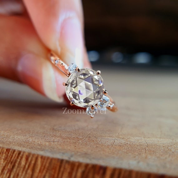Grey Cushion Diamond Engagement Ring, Salt and Pepper Diamond Ring -  JewelLUXE