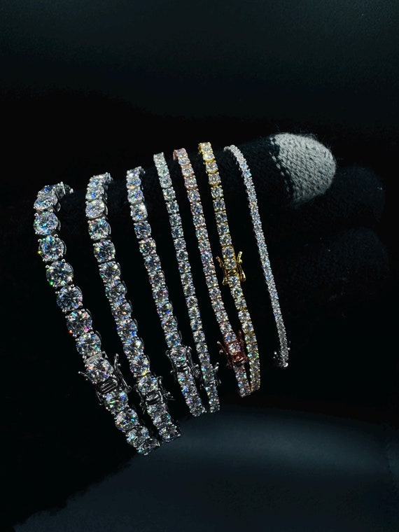 2-5MM Certified VVS1 Round Cut Moissanite Tennis Bracelet