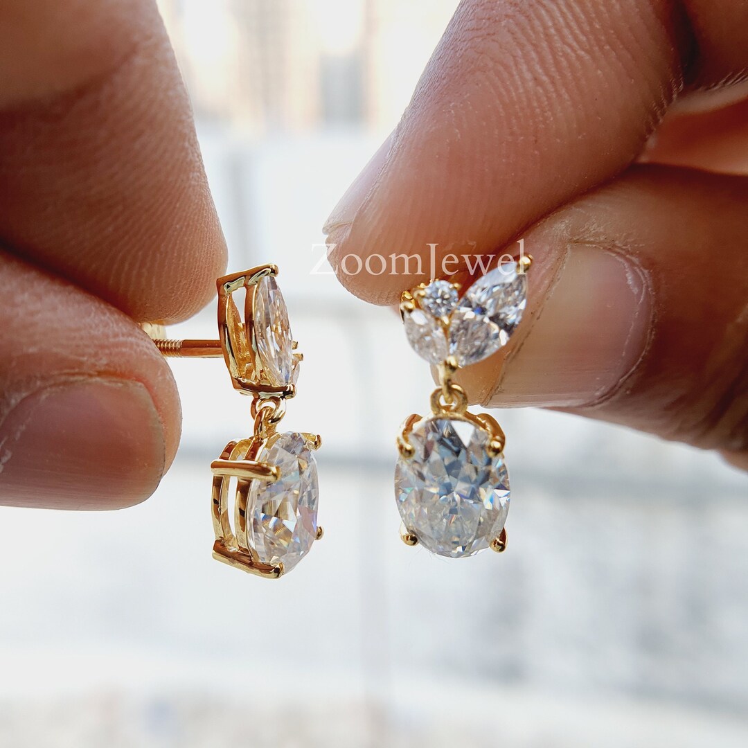 6-Prong Moissanite Drop Earrings