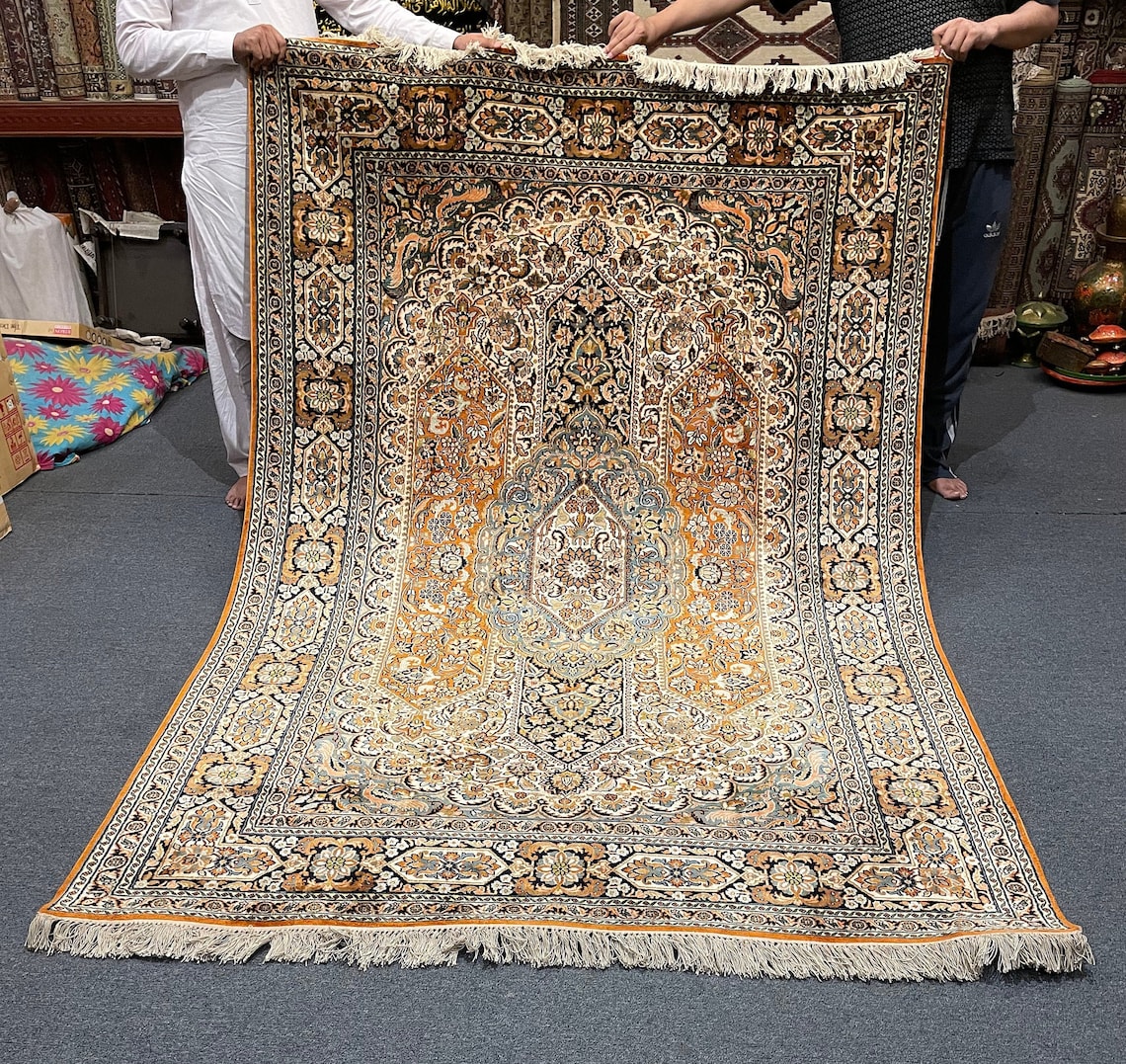 Premium Indian Handcrafted Silk Carpet Natural Silk Carpet Etsy