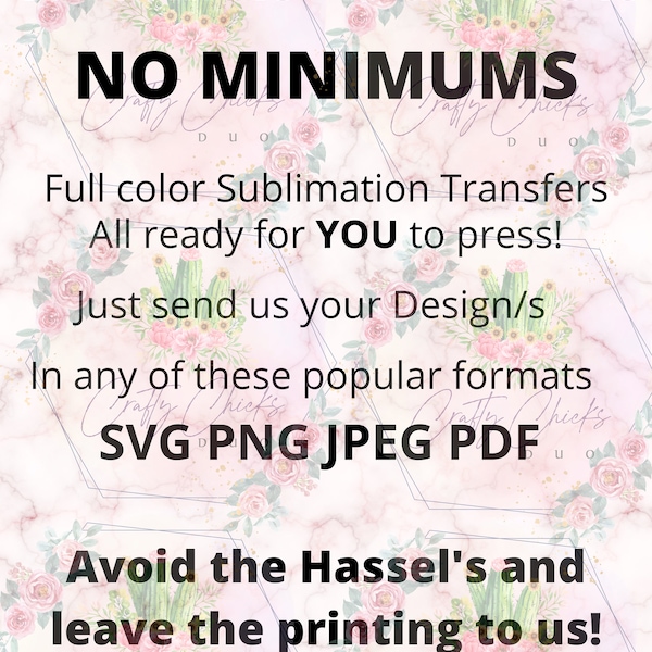 Personalizado listo para imprimir Transferencias por sublimación Venta al por mayor Servicios de impresión bajo demanda Tazas, vasos, camisetas y más