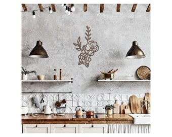 Arte de parede de metal, sinal floral, decoração de parede de metal, decoração de flor de metal, decoração de rosa, decoração de natureza, flor de rosa de metal, decoração de sala de estar