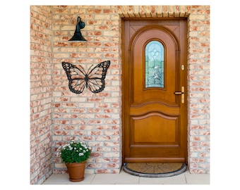 Letrero de arte de pared de mariposa de metal, decoración de flores de metal, letrero de metal personalizado, decoración de pared de sala de estar, regalo de inauguración de la casa, revestimiento de pared decoración de pared