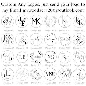 Sello de lacre con el logotipo inicial de la boda, sello de lacre con monograma de dos letras entrelazadas, sello de lacre personalizado para invitación, sello de lacre con diseño floral moderno