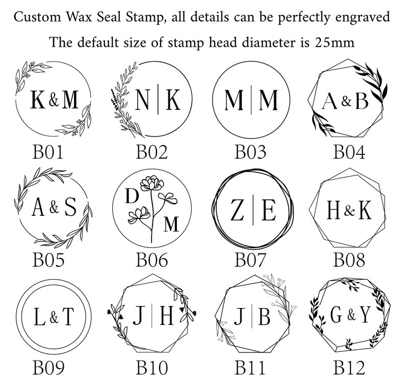 Benutzerdefinierter Wachssiegelstempel für Hochzeitseinladung, personalisiertes Logo-Wachsstempelsiegel, Buchstaben/Anfangswachsstempelset, individuelle Wachssiegelgeschenke Bild 2