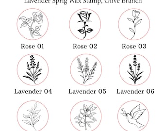 Rose Wax Seal Stamp, Lavender Sprig Wax Stamp Seal, Olive Branch Wax Stamp, Flower Logo Wax Seal Stamp Kit, Dandelion/Sunflower Wax Stamp
