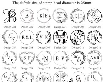 Custom initial logo wax seal stamp set for wedding invitation, Personalised letter wax stamp seal kits, Family name wax seal