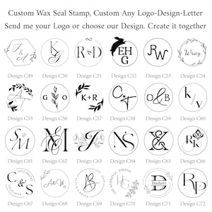 Sello de lacre con logotipo inicial personalizado, sello de lacre con monograma de 2 letras entrelazadas, kit de sello de lacre para sobres de boda, sello de lacre con el logotipo de la empresa