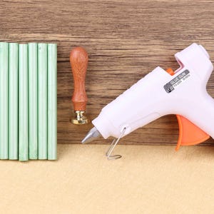 Sello de lacre con pistola de pegamento, kit de sello de lacre DIY con pistola de pegamento, kit de sello de lacre personalizado para invitación de boda, pistola de pegamento para sellado de cera termofusible