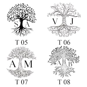 Sello de cera del árbol de la vida para invitación de boda, sello de cera con el logotipo de las iniciales, kits de sellos de cera con letras, kit de sellos de cera con diseño de árbol con raíces