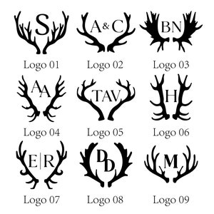 Sello de lacre con silueta de cornamenta dibujada a mano, sello de lacre con logotipo de ciervo y escudo, kit de sello de lacre con letras/iniciales, kit de sello de lacre con logotipo de ciervo