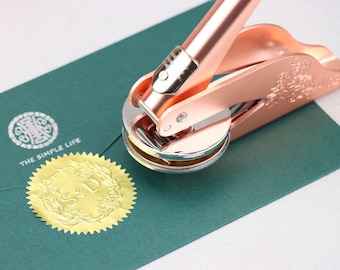 Custom Wedding Monogram Embosser, Personalized Embossed Stamp for Invitations, Initial Embosser