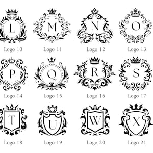 Vintage crown logo wax seal stamp, Luxury monogram wax stamp, Heraldic wreath wax seal, Wedding crest wax stamp kit, Family name wax seal