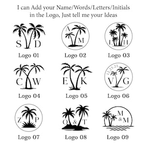 Sello de cera con el logotipo de un árbol de coco, sello de cera con diseño de un árbol de playa, kit de sello de cera con el icono de la costa de palmeras, sello de cera con el logotipo personalizado, sello de cera con las iniciales