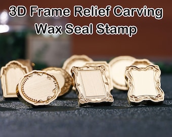 Frame Wax Seal Stamp for Gift Wrapping, Relief Carving Wax Seal Stamp, Vintage Photo Frame Wax Seal Stamp Kit, Envelope Wax Seal Kit