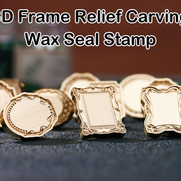 Frame Wax Seal Stamp for Gift Wrapping, Relief Carving Wax Seal Stamp, Vintage Photo Frame Wax Seal Stamp Kit, Envelope Wax Seal Kit