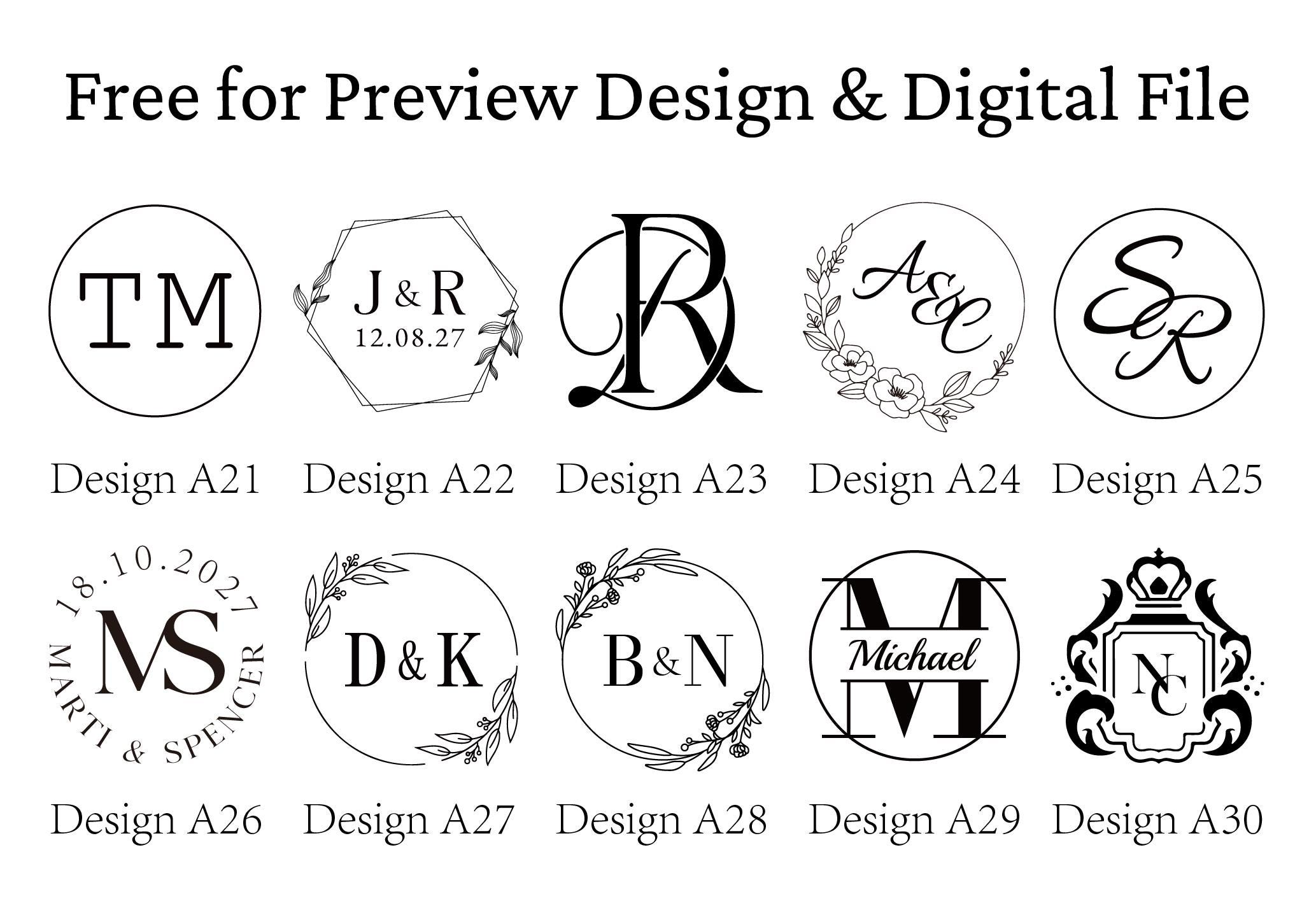 Embosser Sticker Shape Custom Monogram Embosser, Personalized Wedding Initial Embossed Stamp ...