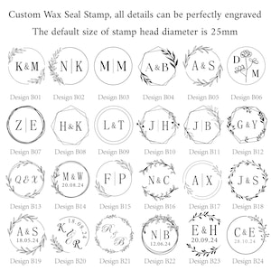 Juego de sellos de cera con logotipo personalizado y iniciales para invitaciones de boda, sellos de cera con diseño personalizado y kits de sellos de cera con letras.