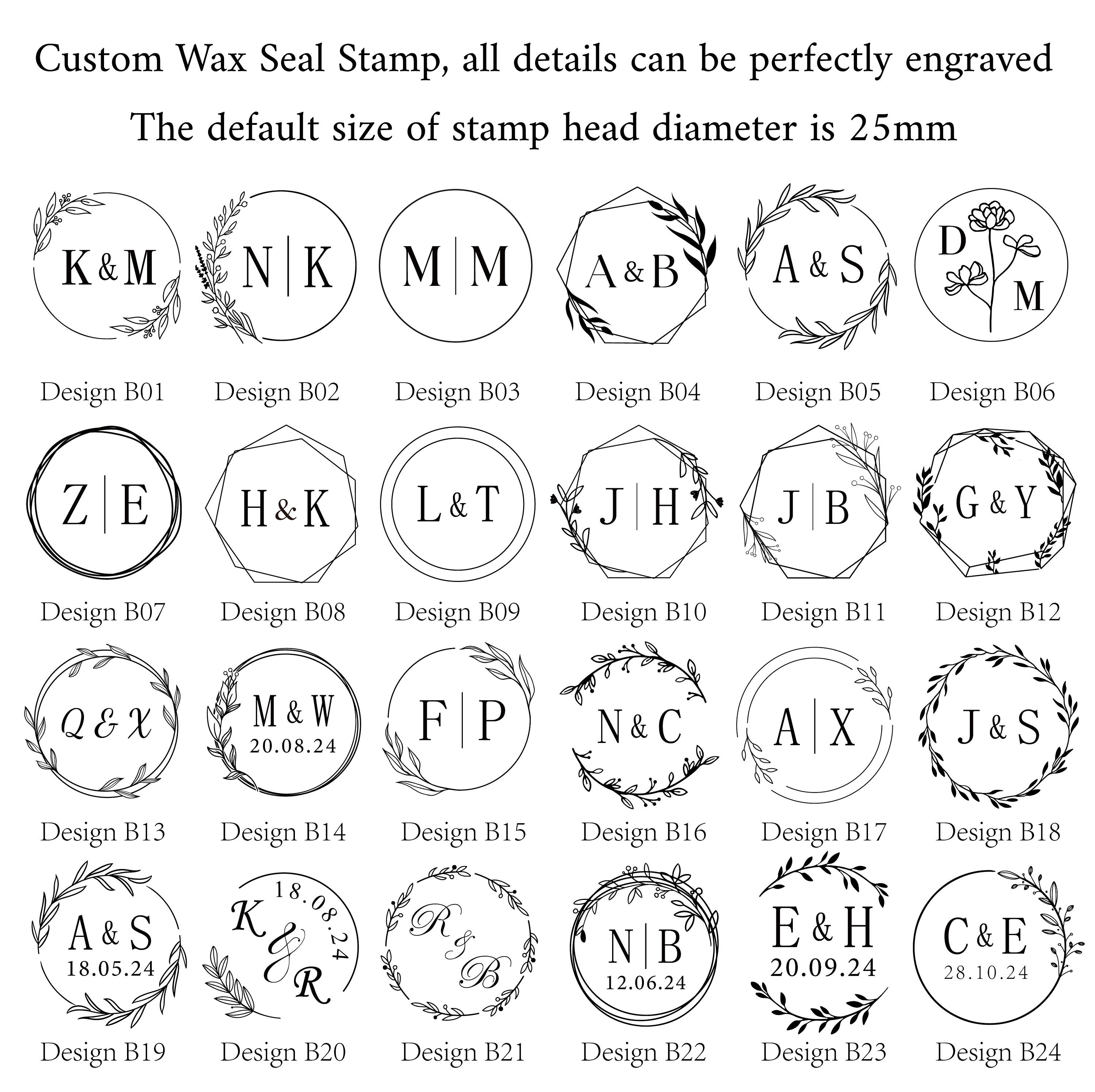 Custom Wax Seal Stamp - 26 Letter Custom Floral Name Wax Seal Stamp - P