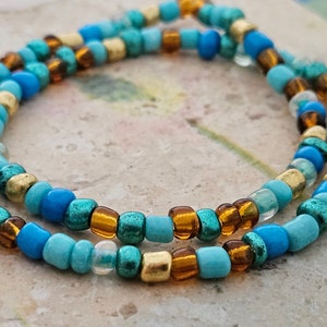 150 glass beads 4 mm color turquoise, topaz, turquoise, gold, metallic, pearl mix, pearl mix, boho hippie image 2