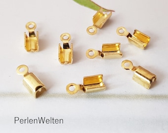 30 Endkappen gold Enden Bänder bis 2mm Kordel-Ende