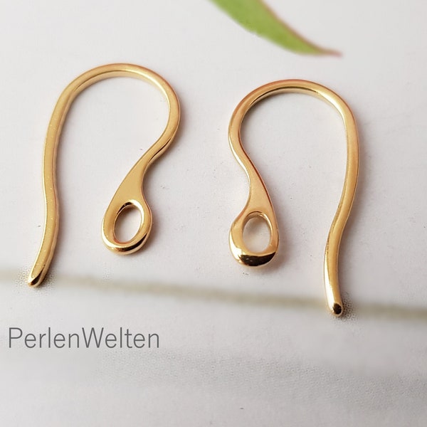 6 stainless steel ear hooks gold curved robust golden earring hooks with eyelet