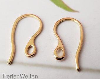 6 Edelstahl Ohrhaken gold gebogen robust golden Ohrring-Haken mit Öse