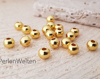12 perles plaqué or 6 mm perles en métal massif doré base ronde perles boules