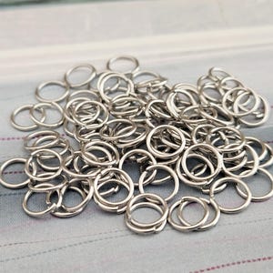 Edelstahl 50x 6mm Binderinge stabil Fb. silber Biegeringe offen zum Biegen Anhängerösen Ösen Metall Verbindungsringe silbern für Anhänger