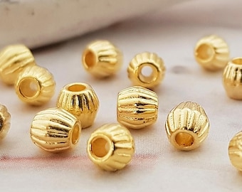 15 metal beads, 4 mm, gold color, spacer beads MP4