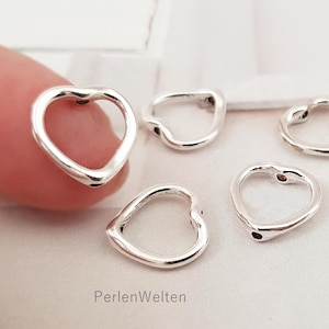 20 Perlen Herz Zwischenperlen Spacer Fb. silber Herzperlen Charms Anhänger