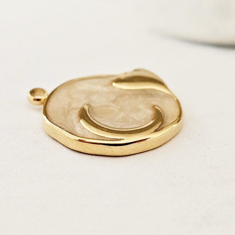 Mond Herz echt vergoldet Anhänger Emaille Charms