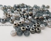 50 Glass Beads Mix 4 mm Grey Opaque Metallic Silver Foil Pearl Mix Pearl Mix Glass Bead Mix Matt Glossy Mixed Bracelet Beads
