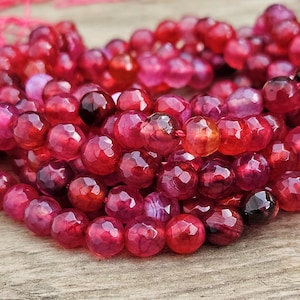 Achate 6mm geschliffen Perlen rund Achateperlen Armbandperlen pink Edelsteinperlen