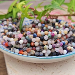 Edelsteinperlen 4mm gemischt geschliffen Perlen Achat Lapislazuli Amethyst Labradorit Rosenquarz Aventurin Granat Türkis Howlith 50 Stck.