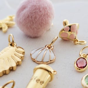 Charms vergoldet kleine Anhänger für Creolen Armbänder Eiffelturm Pilz böser Blick Seestern gold Blatt Süßwasserperle Muschel Tropfen Münze
