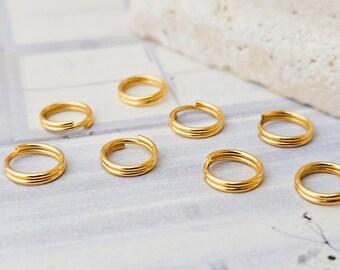 Spaltringe Edelstahl 7mm Fb. gold Binderinge Doppelringe Biegeringe Verbindungsring