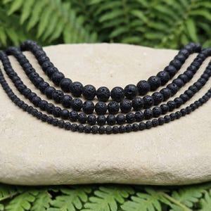 Lavaperlen 4/6/8/10mm Strang lang schwarz natürliche Perlen aus Lava Stein Diffusor verschiedene Größen rund
