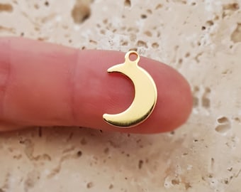 3x Mond Edelstahl Fb. gold Anhänger Charms Monde Halbmond Edelstahl-Anhänger Edelstahl-Mond Metallanhänger Armbandanhänger Kettenanhänger