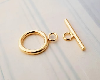 3x Toggle Clasp Stainless Steel Gold Plated Clasp Chain Clasp Gold Bracelet Clasp Toggle Two-Piece Ring Bar