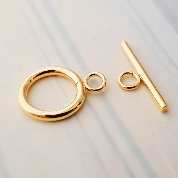 3x Knebelverschluß Edelstahl vergoldet Verschluss Kettenverschluss gold Armbandverschluss Knebel zweiteilig Ring Steg