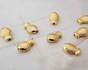 5 Fische Messing vergoldet Perlen Fischperlen Armbandperlen gold