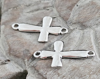 6 connecteurs croix métal couleur argent pendentif breloques pendentif