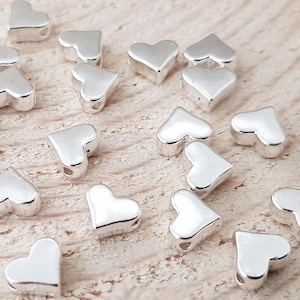 10x Herz 7mm Perle für Armbänder Spacer Zwischenperlen Fb. silber Schmuckperlen klein Armbandperlen Herzen