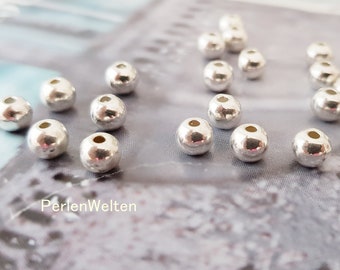 15 perles en métal argenté boules pleines 6 mm perles rondes argentées à enfiler perles MP9 spacer perles intermédiaires