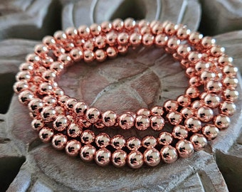 30 Hämatit Perlen 6mm rosegold Klasse A rund Kugeln