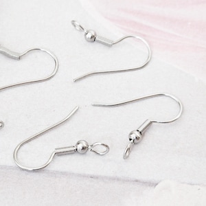 10 Ohrhaken Edelstahl Fischhaken Fb. silber Ohrringe selber machen DIY