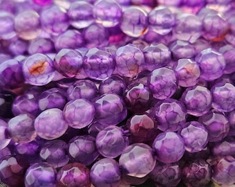 Agate beads 4 mm strand, faceted, purple aubergine gemstone beads, bracelet beads