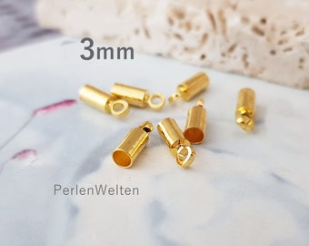 20 Endkappen vergoldet 3mm innen Enden Fb. gold mit Öse Ketten-Endkappen Armband-Endkappe